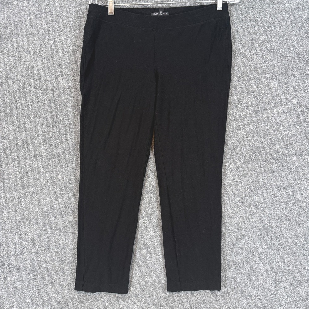 Eileen Fisher Pants Womens Small Petite Black Stretch Crop Pull On Slim Fit